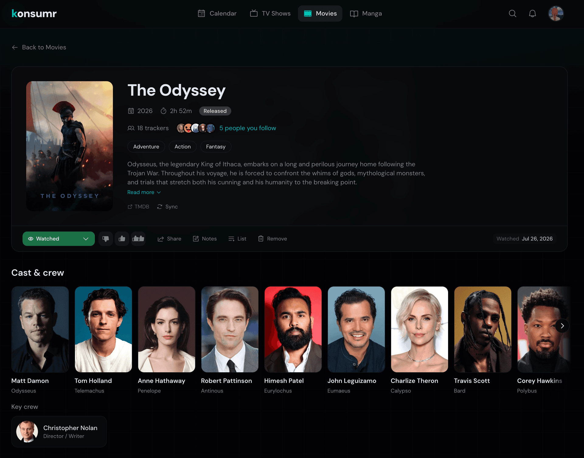 Movies library with watched and plan to watch cards